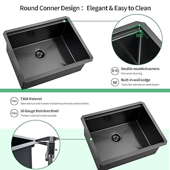 Amazon.com: EcoChannels Undermount Kitchen Sink, 24 x 19